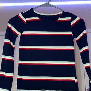 Navy blue crop top long sleeve